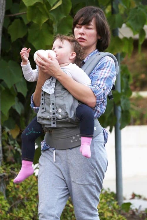 Milla Jovovich takes a Saturday afternoon stroll with her daughter Dashiel