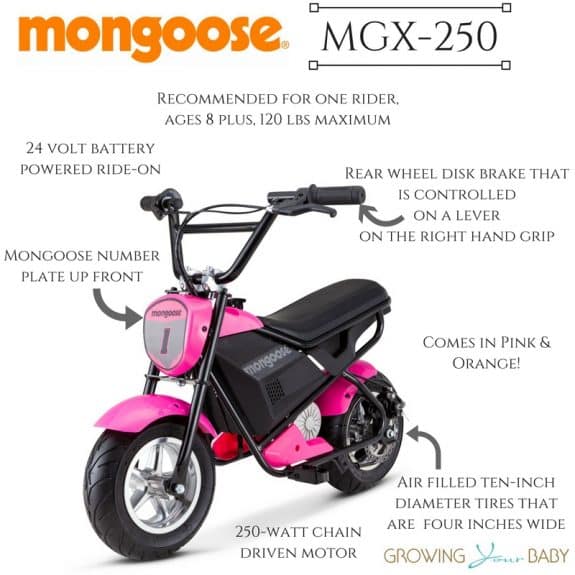 mongoose 24 volt powered mini bike