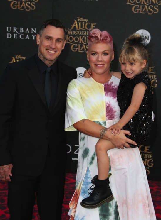 Pink, Carey Hart and daughter Willow at premiere of Alice Through The Looking Glass
