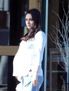 Pregnant Mila Kunis out for breakfast with her family in LA