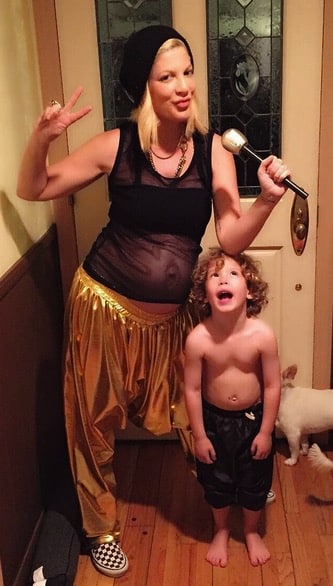 Pregnant Tori Spelling dressed for Halloween with son Finn