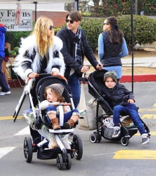 Rachel Zoe and Rodger Berman at the farmer's market with their kids Skyler and Kai