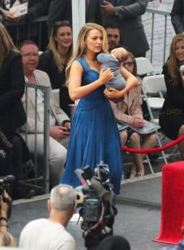 Blake Lively at husband Ryan Reynolds Walk of Fame ceremony with newborn daughter