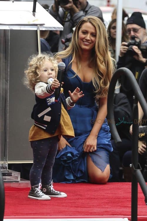 Blake Lively at the Walk of Fame ceremony with daughter James Reynolds