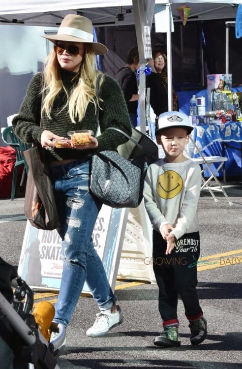 Hilary Duff takes her son to the market in LA
