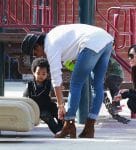 Kelly Rowland and her son Titan Witherspoon enjoy a day at the Coldwater Canyon Park in Beverly Hills