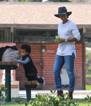 Kelly Rowland and her son Titan Witherspoon enjoy a day at the Coldwater Canyon Park in Beverly Hills