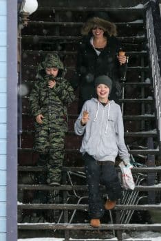Actress Angelina Jolie is spotted out getting ice cream with her kids Shiloh and Knox in Crested Butte, Colorado