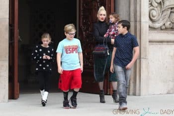 Gwen Stefani leaves church with sons Kingston, Zuma and Apollo Rossdale