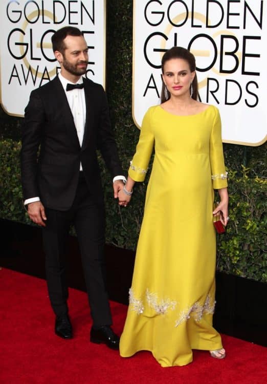 Pregnant Natalie Portman, Benjamin Millepied at the 74th Annual Golden Globe Awards
