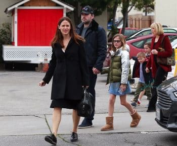 Ben Affleck and Jennifer Garner attend church service with their children on Super Bowl Sunday