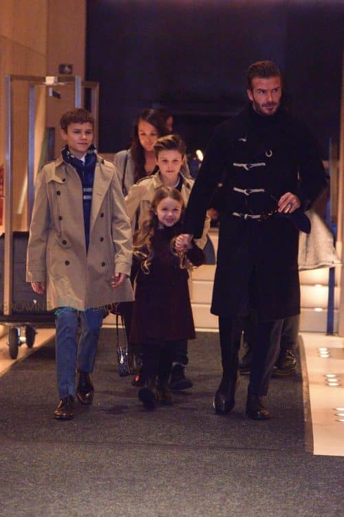 David Beckham and his kids head out to see Victoria Beckham's fashion show