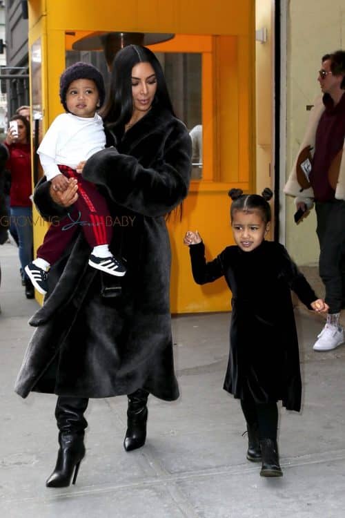 Kim Kardashian Leaves lunch at Cipriani with North West and Saint