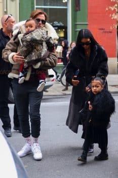 Kim Kardashian and Jonathan Cheban arrive for lunch at Cipriani with North West and Saint