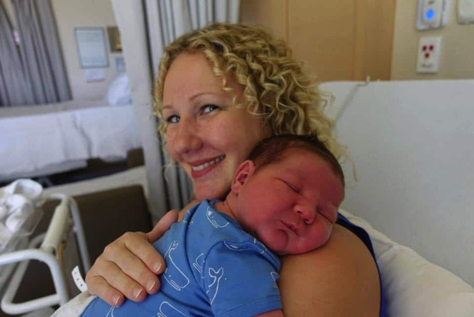 Nina Tassell with her 13lb 2oz baby boy