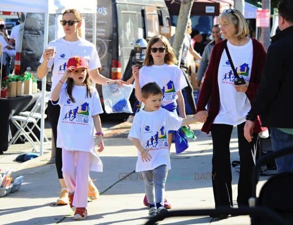 Violet, Seraphina and Sam Affleck out at a Marathon in LA
