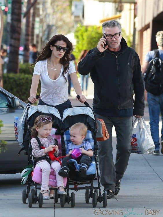 Alec Baldwin steps out in Beverly Hills with wife Hilaria Baldwin and kids Carmen and Rafael