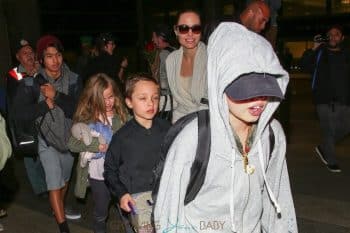Angelina Jolie is spotted arriving back home in LA with children, Maddox, Vivienne, Pax, Zahara, Shiloh & Knox
