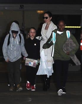 Angelina Jolie is spotted arriving back home in LA with children, Maddox, Vivienne, Pax, Zahara, Shiloh and Knox