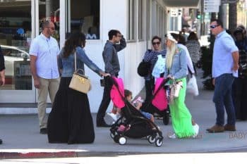 Petra Stunt and Tamara Ecclestone go for a stroll with their daughters in LA