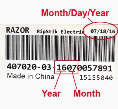 Bar code with manufacture date