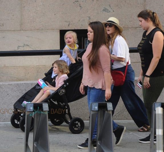 Drew Barrymore out for a stroll with her kids, Olive and Frankie in NYC