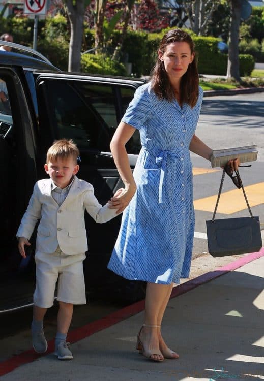 Jennifer Garner arrives at church with her son Sam for Easter Service