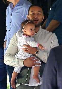 John Legend And Chrissy Teigen Take Their Luna To A Party In Bel-Air