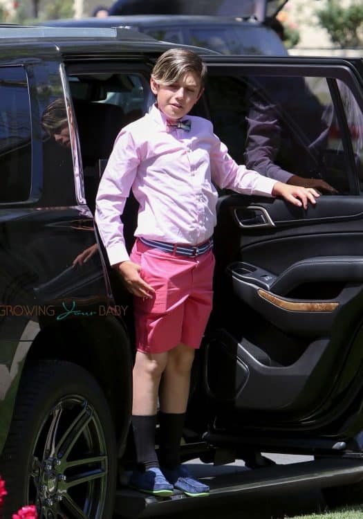 Kingston Rossdale arriving at easter Service in LA