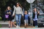Jennifer Garner out in Brentwood with kids Violet, Seraphina and Sam Affleck 2017