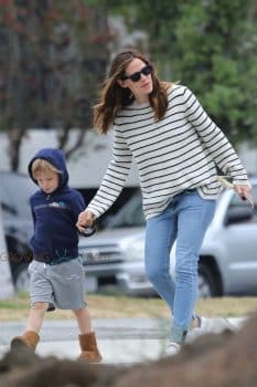 Jennifer Garner out in Brentwood with son Sam Affleck 2017