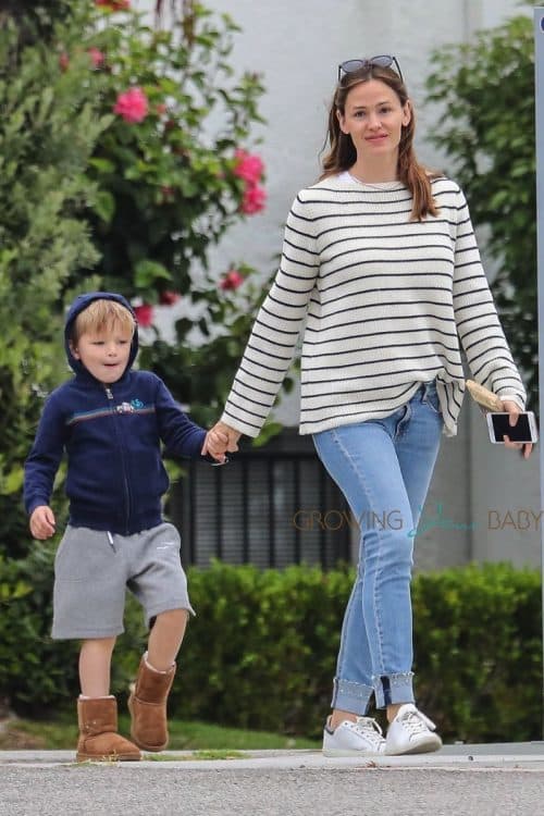 Jennifer Garner out in Brentwood with son Sam Affleck 2017