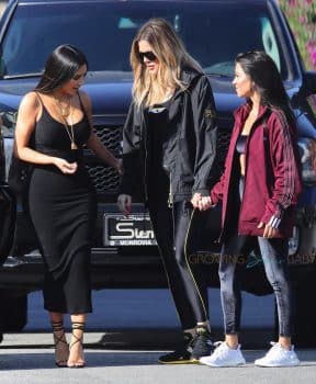 Kourtney, Kim and Khloe Kardashian visit a planned parenthood office in downtown L.A.