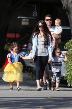 Megan Fox and husband Brian Austin Green and their boys Noah, Journey & Bodhi leave Nobu Restaurant