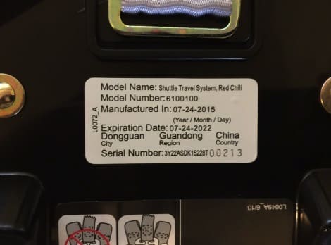 Model number under car seat