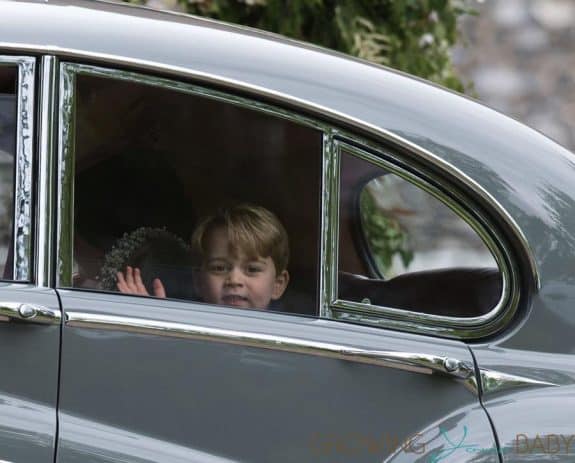 Prince George leaving the wedding of his aunt Pippa Middleton and James Matthews at St Mark's Church Englefield in Berkshire