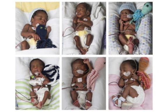 Taiwo sextuplets were born on May 11, 2017 at VCU Medical Center