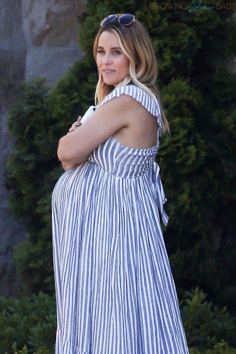 Very Pregnant Lauren Conrad looks ready to pop as she attends her Baby Show...