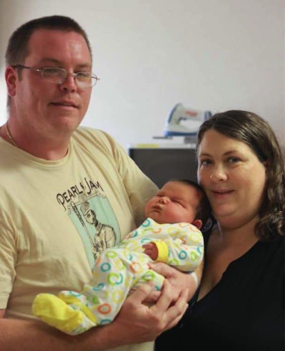 Arthur Keisler and his wife Cindy Richmond with their son Colin Austin Keisler at Lexington Medical Center.