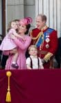 Princess Charlotte of Cambridge, Catherine, Duchess of Cambridge, Prince George of Cambridge and Prince William, Duke of Cambridge atBuckingham Palace during the Trooping the Colour parade