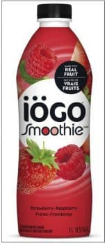 recalled iogo Smoothie Strawberry-Raspberry Yogurt Based Drink