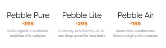 Nook Pebble mattress options