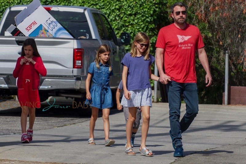 Ben affleck attends sunday service with his kids Sam, Seraphina and Violet