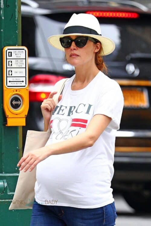 A pregnant Rose Byrne steps out with her son Rocco in NYC