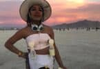 Miki Agrawal at burning man pumping breast milk for lattes