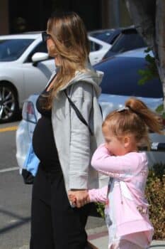 Pregnant Jessica Alba out in West Hollywood with her daughters Haven & Honor Warren