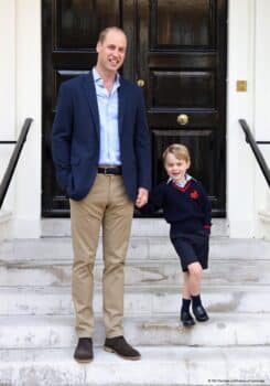 Prince william with son George at Kensington Palace on the first day of school