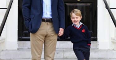 Prince william with son George at Kensington Palace on the first day of school