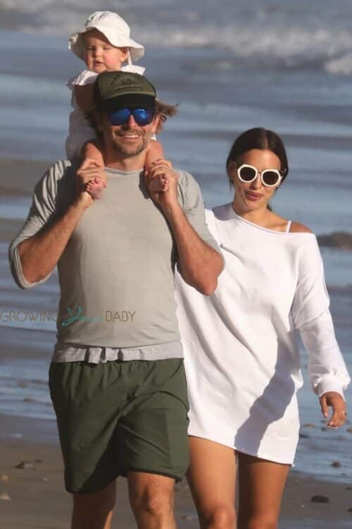Bradley Cooper and Irina Shayk take baby Lea De Seine to the beach