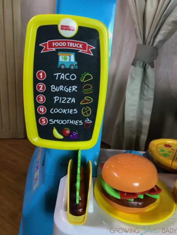 Fisher-Price Laugh & Learn Servin' Up Fun Food Truck - menu